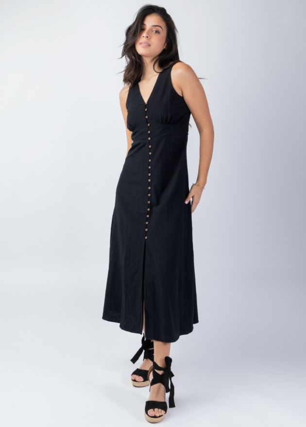 robe longue unie noire