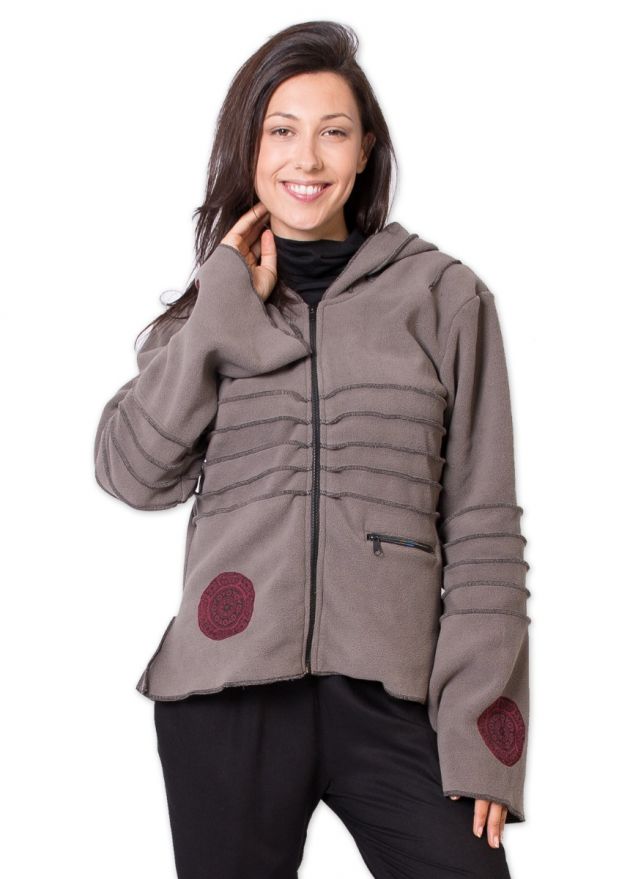 veste polaire courte grise à capuche longue ethnique sinnamary 