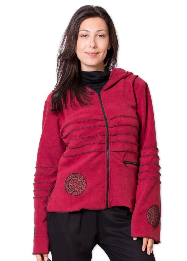 veste polaire courte rouge à capuche longue ethnique sinnamary 