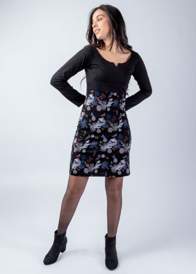 robe courte hiver manches longues en coton face