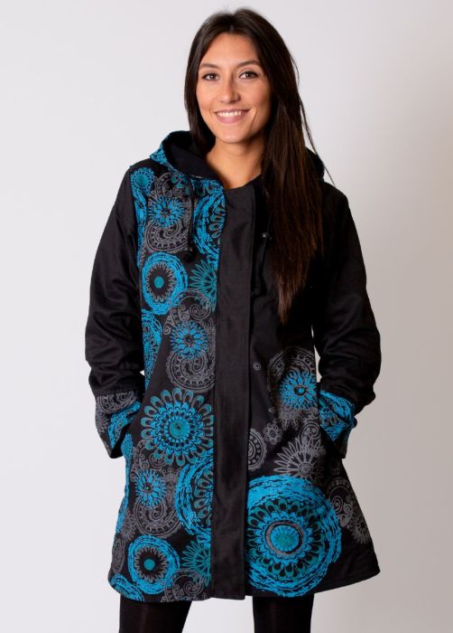 manteau femme noir bleu