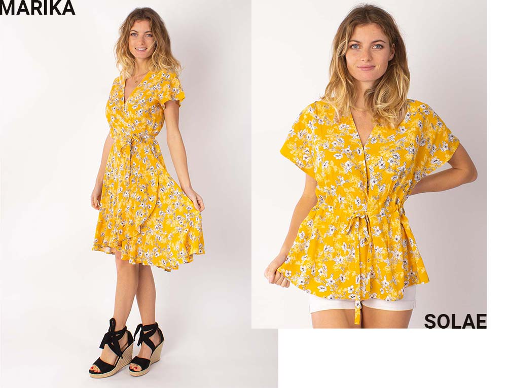 imprimé floral jaune